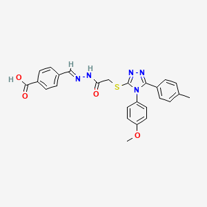 4-{(E)-[({[4-(4-methoxyphenyl)-5-(4-methylphenyl)-4H-1,2,4-triazol-3-yl]thio}acetyl)hydrazono]methyl}benzoic acid