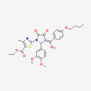 Ethyl 2-(3-(4-butoxybenzoyl)-2-(3,4-dimethoxyphenyl)-4-hydroxy-5-oxo-2,5-dihydro-1H-pyrrol-1-yl)-4-methylthiazole-5-carboxylate