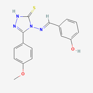 3-((E)-{[3-mercapto-5-(4-methoxyphenyl)-4H-1,2,4-triazol-4-yl]imino}methyl)phenol