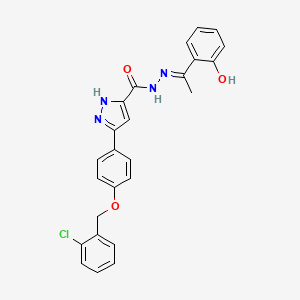 3-{4-[(2-Chlorobenzyl)oxy]phenyl}-N'-[(E)-1-(2-hydroxyphenyl)ethylidene]-1H-pyrazole-5-carbohydrazide