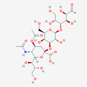 (2S,4S,5R,6R)-5-acetamido-4-acetyloxy-2-[(2R,3S,4S,5R,6S)-3,5-dihydroxy-2-(hydroxymethyl)-6-[(2R,3R,4R,5R)-1,2,4,5-tetrahydroxy-6-oxohexan-3-yl]oxyoxan-4-yl]oxy-6-[(1R,2R)-1,2,3-trihydroxypropyl]oxane-2-carboxylic acid