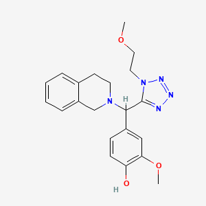 molecular formula C21H25N5O3 B1200436 4-[3,4-dihydro-1H-isoquinolin-2-yl-[1-(2-methoxyethyl)-5-tetrazolyl]methyl]-2-methoxyphenol 