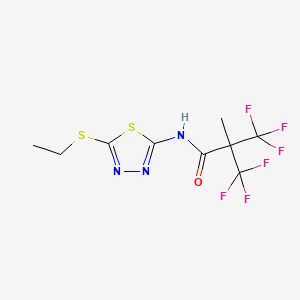 molecular formula C9H9F6N3OS2 B1200439 N-[5-(ethylthio)-1,3,4-thiadiazol-2-yl]-3,3,3-trifluoro-2-methyl-2-(trifluoromethyl)propanamide 