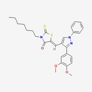 (5Z)-5-{[3-(3,4-dimethoxyphenyl)-1-phenyl-1H-pyrazol-4-yl]methylene}-3-heptyl-2-thioxo-1,3-thiazolidin-4-one