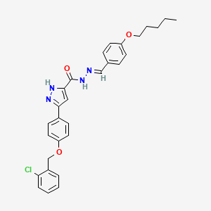 molecular formula C29H29ClN4O3 B12004727 3-{4-[(2-chlorobenzyl)oxy]phenyl}-N'-{(E)-[4-(pentyloxy)phenyl]methylidene}-1H-pyrazole-5-carbohydrazide 