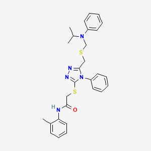 molecular formula C28H31N5OS2 B12005020 2-{[5-({[(isopropylanilino)methyl]sulfanyl}methyl)-4-phenyl-4H-1,2,4-triazol-3-yl]sulfanyl}-N-(2-methylphenyl)acetamide CAS No. 618441-54-6