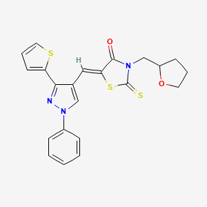 (5Z)-5-{[1-Phenyl-3-(2-thienyl)-1H-pyrazol-4-YL]methylene}-3-(tetrahydro-2-furanylmethyl)-2-thioxo-1,3-thiazolidin-4-one