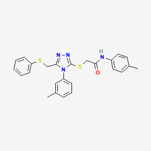 N-(4-methylphenyl)-2-({4-(3-methylphenyl)-5-[(phenylsulfanyl)methyl]-4H-1,2,4-triazol-3-yl}sulfanyl)acetamide