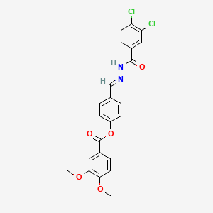 [4-[(E)-[(3,4-dichlorobenzoyl)hydrazinylidene]methyl]phenyl] 3,4-dimethoxybenzoate