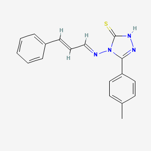 molecular formula C18H16N4S B12005376 5-(4-Methylphenyl)-4-((3-phenyl-2-propenylidene)amino)-4H-1,2,4-triazole-3-thiol 