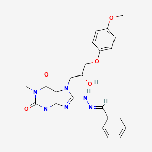 (E)-8-(2-benzylidenehydrazinyl)-7-(2-hydroxy-3-(4-methoxyphenoxy)propyl)-1,3-dimethyl-1H-purine-2,6(3H,7H)-dione