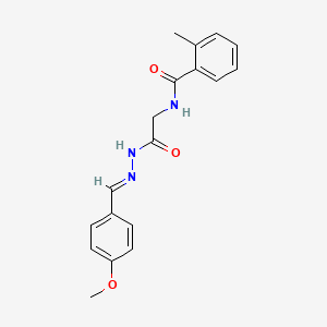 molecular formula C18H19N3O3 B12005669 N-{2-[(2E)-2-(4-methoxybenzylidene)hydrazino]-2-oxoethyl}-2-methylbenzamide 