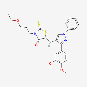 5-((3-(3,4-Dimethoxyphenyl)-1-phenyl-1H-pyrazol-4-yl)methylene)-3-(3-ethoxypropyl)-2-thioxothiazolidin-4-one