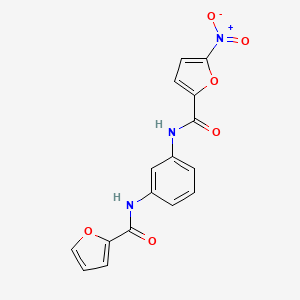 molecular formula C16H11N3O6 B1200579 N-[3-[[2-furanyl(oxo)methyl]amino]phenyl]-5-nitro-2-furancarboxamide 