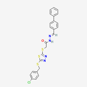 N'-[(E)-biphenyl-4-ylmethylidene]-2-({5-[(4-chlorobenzyl)sulfanyl]-1,3,4-thiadiazol-2-yl}sulfanyl)acetohydrazide