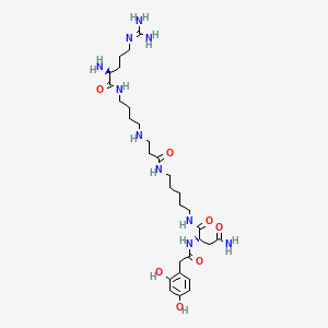 molecular formula C30H52N10O7 B1200592 (2S)-N-[5-[3-[4-[[(2S)-2-amino-5-(diaminomethylideneamino)pentanoyl]amino]butylamino]propanoylamino]pentyl]-2-[[2-(2,4-dihydroxyphenyl)acetyl]amino]butanediamide CAS No. 107288-22-2