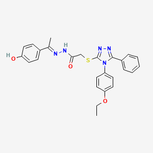 2-{[4-(4-Ethoxyphenyl)-5-phenyl-4H-1,2,4-triazol-3-YL]sulfanyl}-N'-[(E)-1-(4-hydroxyphenyl)ethylidene]acetohydrazide