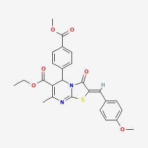 molecular formula C26H24N2O6S B12006031 Ethyl 2-(4-methoxybenzylidene)-5-(4-(methoxycarbonyl)phenyl)-7-methyl-3-oxo-3,5-dihydro-2H-thiazolo[3,2-a]pyrimidine-6-carboxylate CAS No. 609795-97-3