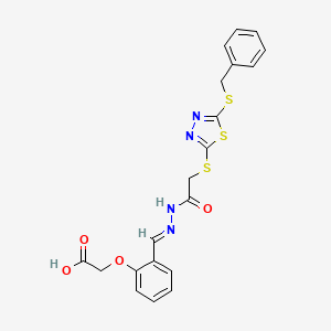 (2-{(E)-[2-({[5-(benzylsulfanyl)-1,3,4-thiadiazol-2-yl]sulfanyl}acetyl)hydrazinylidene]methyl}phenoxy)acetic acid