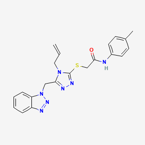 molecular formula C21H21N7OS B12006099 2-{[4-allyl-5-(1H-1,2,3-benzotriazol-1-ylmethyl)-4H-1,2,4-triazol-3-yl]sulfanyl}-N-(4-methylphenyl)acetamide CAS No. 540498-18-8