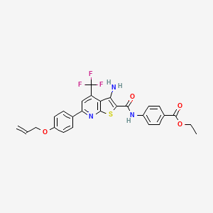 molecular formula C27H22F3N3O4S B12006151 Ethyl 4-({[6-[4-(allyloxy)phenyl]-3-amino-4-(trifluoromethyl)thieno[2,3-b]pyridin-2-yl]carbonyl}amino)benzoate CAS No. 609794-51-6