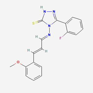 molecular formula C18H15FN4OS B12006182 3-(2-Fluorophenyl)-4-((3-(2-methoxyphenyl)allylidene)amino)-1H-1,2,4-triazole-5(4H)-thione CAS No. 677305-82-7