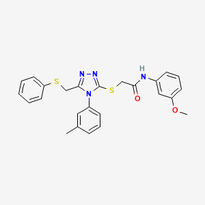 N-(3-methoxyphenyl)-2-({4-(3-methylphenyl)-5-[(phenylsulfanyl)methyl]-4H-1,2,4-triazol-3-yl}sulfanyl)acetamide