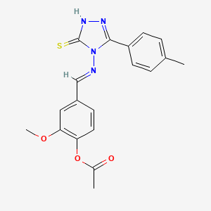 4-((E)-{[3-mercapto-5-(4-methylphenyl)-4H-1,2,4-triazol-4-yl]imino}methyl)-2-methoxyphenyl acetate