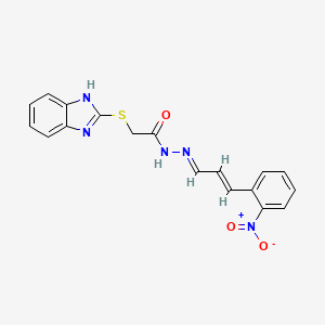 molecular formula C18H15N5O3S B12006281 2-(1H-benzimidazol-2-ylsulfanyl)-N'-[(E,2E)-3-(2-nitrophenyl)-2-propenylidene]acetohydrazide 