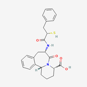 molecular formula C24H26N2O4S B1200631 (4S,7S,12bR)-6-oxo-7-[[(2S)-3-phenyl-2-sulfanylpropanoyl]amino]-2,3,4,7,8,12b-hexahydro-1H-pyrido[2,1-a][2]benzazepine-4-carboxylic acid CAS No. 142695-09-8