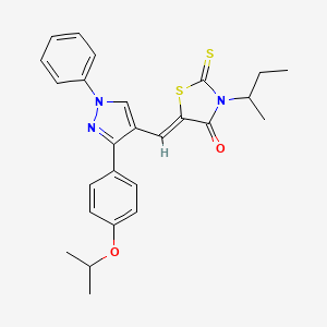 molecular formula C26H27N3O2S2 B12006310 (5Z)-3-sec-butyl-5-{[3-(4-isopropoxyphenyl)-1-phenyl-1H-pyrazol-4-yl]methylene}-2-thioxo-1,3-thiazolidin-4-one CAS No. 623933-04-0