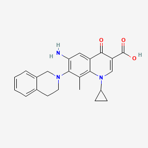 molecular formula C23H23N3O3 B1200640 6-amino-1-cyclopropyl-7-(3,4-dihydro-1H-isoquinolin-2-yl)-8-methyl-4-oxo-quinoline-3-carboxylic acid 