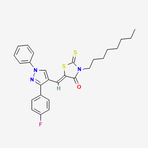 (5Z)-5-{[3-(4-Fluorophenyl)-1-phenyl-1H-pyrazol-4-YL]methylene}-3-octyl-2-thioxo-1,3-thiazolidin-4-one