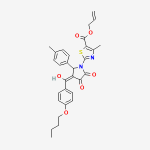 molecular formula C30H30N2O6S B12006436 Allyl 2-(3-(4-butoxybenzoyl)-4-hydroxy-5-oxo-2-(p-tolyl)-2,5-dihydro-1H-pyrrol-1-yl)-4-methylthiazole-5-carboxylate CAS No. 609795-64-4