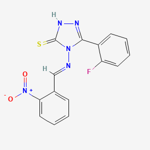 molecular formula C15H10FN5O2S B12006527 5-(2-Fluorophenyl)-4-((2-nitrobenzylidene)amino)-4H-1,2,4-triazole-3-thiol CAS No. 677304-08-4