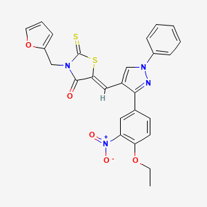 5-((3-(4-Ethoxy-3-nitrophenyl)-1-phenyl-1H-pyrazol-4-yl)methylene)-3-(furan-2-ylmethyl)-2-thioxothiazolidin-4-one