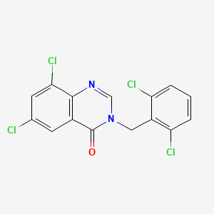 molecular formula C15H8Cl4N2O B12006600 6,8-Dichloro-3-(2,6-dichlorobenzyl)-4(3H)-quinazolinone CAS No. 618443-49-5