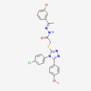 molecular formula C25H21BrClN5O2S B12006610 N'-[(E)-1-(3-bromophenyl)ethylidene]-2-{[4-(4-chlorophenyl)-5-(4-methoxyphenyl)-4H-1,2,4-triazol-3-yl]thio}acetohydrazide 