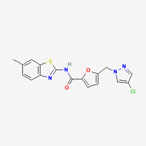 molecular formula C17H13ClN4O2S B1200663 5-[(4-氯-1-吡唑基)甲基]-N-(6-甲基-1,3-苯并噻唑-2-基)-2-呋喃甲酰胺 