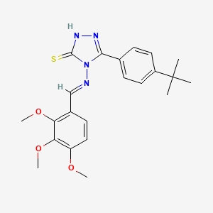 5-(4-tert-butylphenyl)-4-{[(E)-(2,3,4-trimethoxyphenyl)methylidene]amino}-4H-1,2,4-triazol-3-yl hydrosulfide