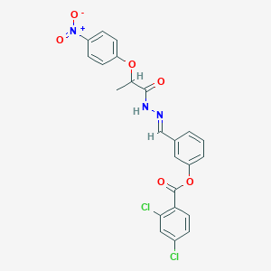 3-(2-(2-(4-Nitrophenoxy)propanoyl)carbohydrazonoyl)phenyl 2,4-dichlorobenzoate