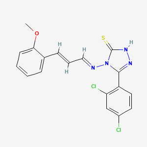 molecular formula C18H14Cl2N4OS B12006817 5-(2,4-Dichlorophenyl)-4-{[(E,2E)-3-(2-methoxyphenyl)-2-propenylidene]amino}-4H-1,2,4-triazol-3-YL hydrosulfide 