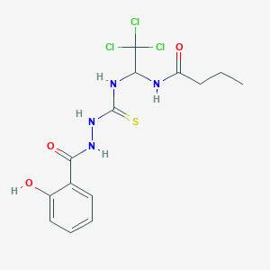 molecular formula C14H17Cl3N4O3S B12006820 N-[2,2,2-Trichloro-1-({[2-(2-hydroxybenzoyl)hydrazino]carbothioyl}amino)ethyl]butanamide 