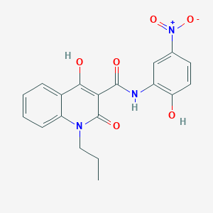 molecular formula C19H17N3O6 B12006879 4-hydroxy-N-(2-hydroxy-5-nitrophenyl)-2-oxo-1-propyl-1,2-dihydroquinoline-3-carboxamide 