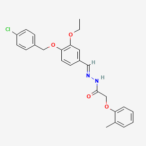 molecular formula C25H25ClN2O4 B12006994 N-[(E)-[4-[(4-chlorophenyl)methoxy]-3-ethoxyphenyl]methylideneamino]-2-(2-methylphenoxy)acetamide 