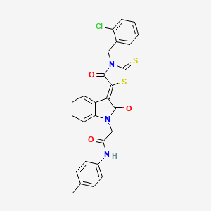 2-{(3Z)-3-[3-(2-chlorobenzyl)-4-oxo-2-thioxo-1,3-thiazolidin-5-ylidene]-2-oxo-2,3-dihydro-1H-indol-1-yl}-N-(4-methylphenyl)acetamide