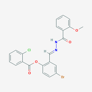 molecular formula C22H16BrClN2O4 B12007075 [4-bromo-2-[(E)-[(2-methoxybenzoyl)hydrazinylidene]methyl]phenyl] 2-chlorobenzoate 