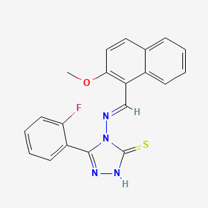 molecular formula C20H15FN4OS B12007170 3-(2-Fluorophenyl)-4-(((2-methoxynaphthalen-1-yl)methylene)amino)-1H-1,2,4-triazole-5(4H)-thione CAS No. 677304-15-3