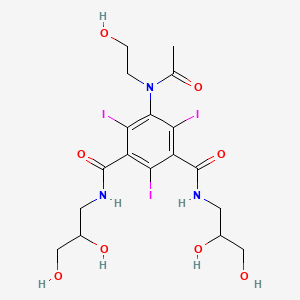 molecular formula C18H24I3N3O8 B1200718 Isophthalamide, N,N'-bis(2,3-dihydroxypropyl)-5-(N-(2-hydroxyethyl)acetamido)-2,4,6-triiodo- CAS No. 70894-76-7