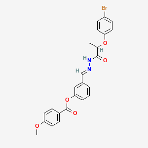 molecular formula C24H21BrN2O5 B12007252 3-(2-(2-(4-Bromophenoxy)propanoyl)carbohydrazonoyl)phenyl 4-methoxybenzoate CAS No. 765275-97-6